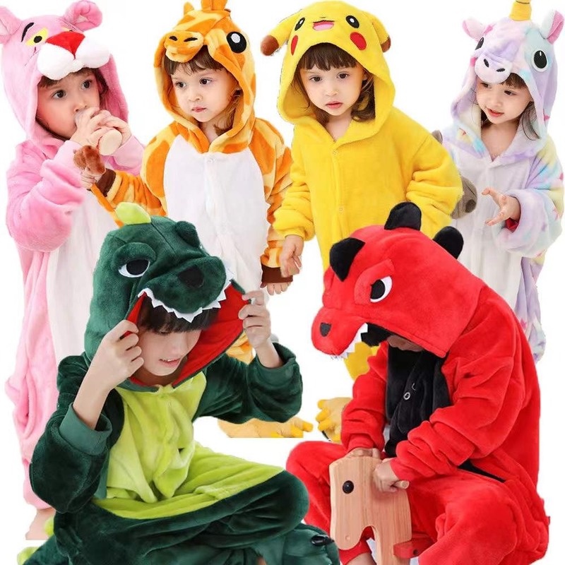 Children Pajamas Cute Kids Dinosaur Stitch Onesies Animal Cartoon Blanket Sleepers Winter Boys Girls Jumspuit Cosplay Costume
