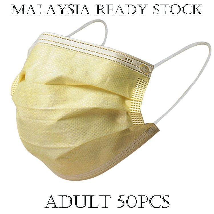 Ready Stock Malaysia Yellow Colour Adult Disposable Face Mask 3ply 50pcs Shopee Malaysia 3749