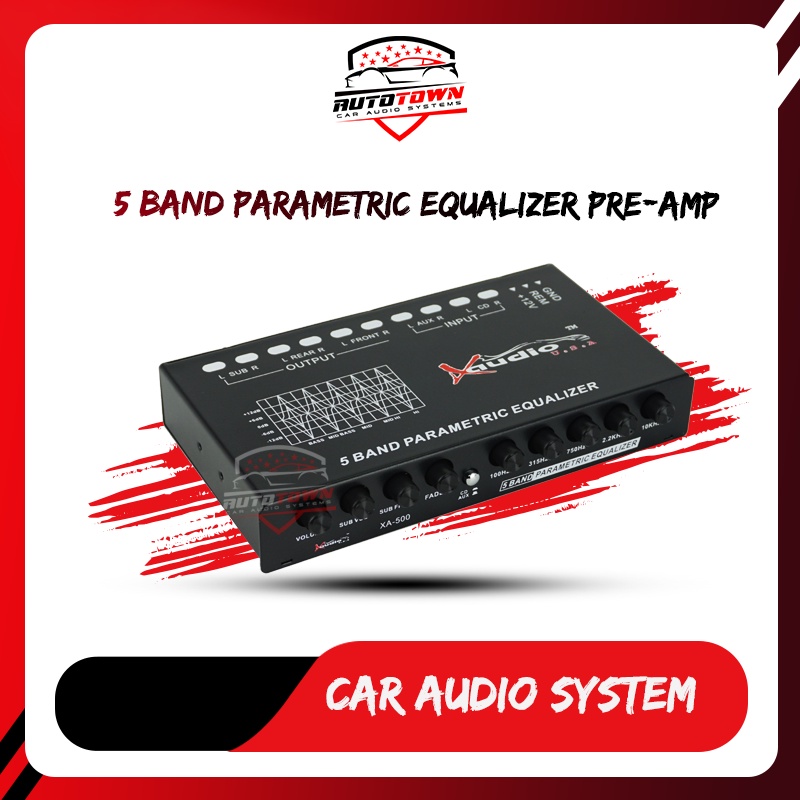 5 BAND PARAMETRIC EQUALIZER WITH SUBWOOFER AND CD/AUX SELECTOR SWITCH