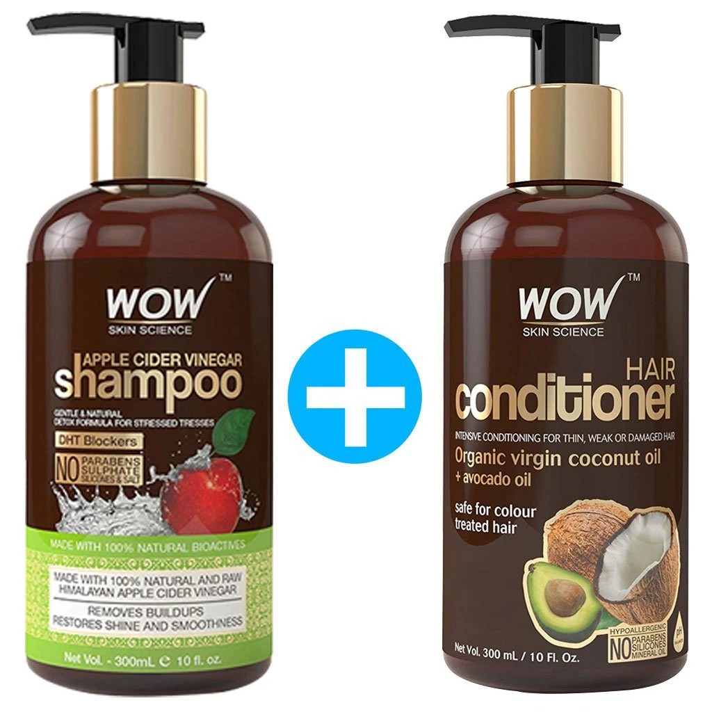 Wow Wowsome Twosome Haircare Package - Apple Cider Vinegar Shampoo 300ml +  Hair Conditioner 300ml | Shopee Malaysia