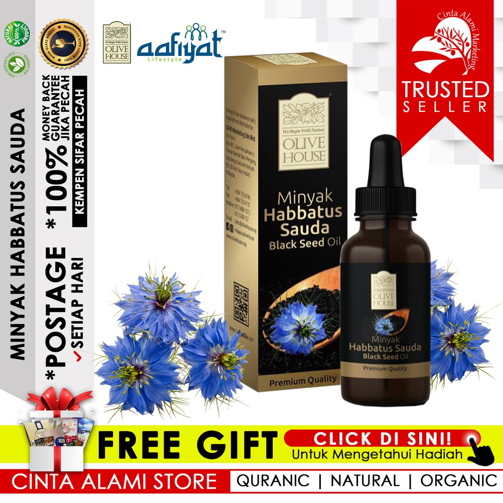 Minyak Habbatus Sauda OLIVE HOUSE Premium Quality + FREE 