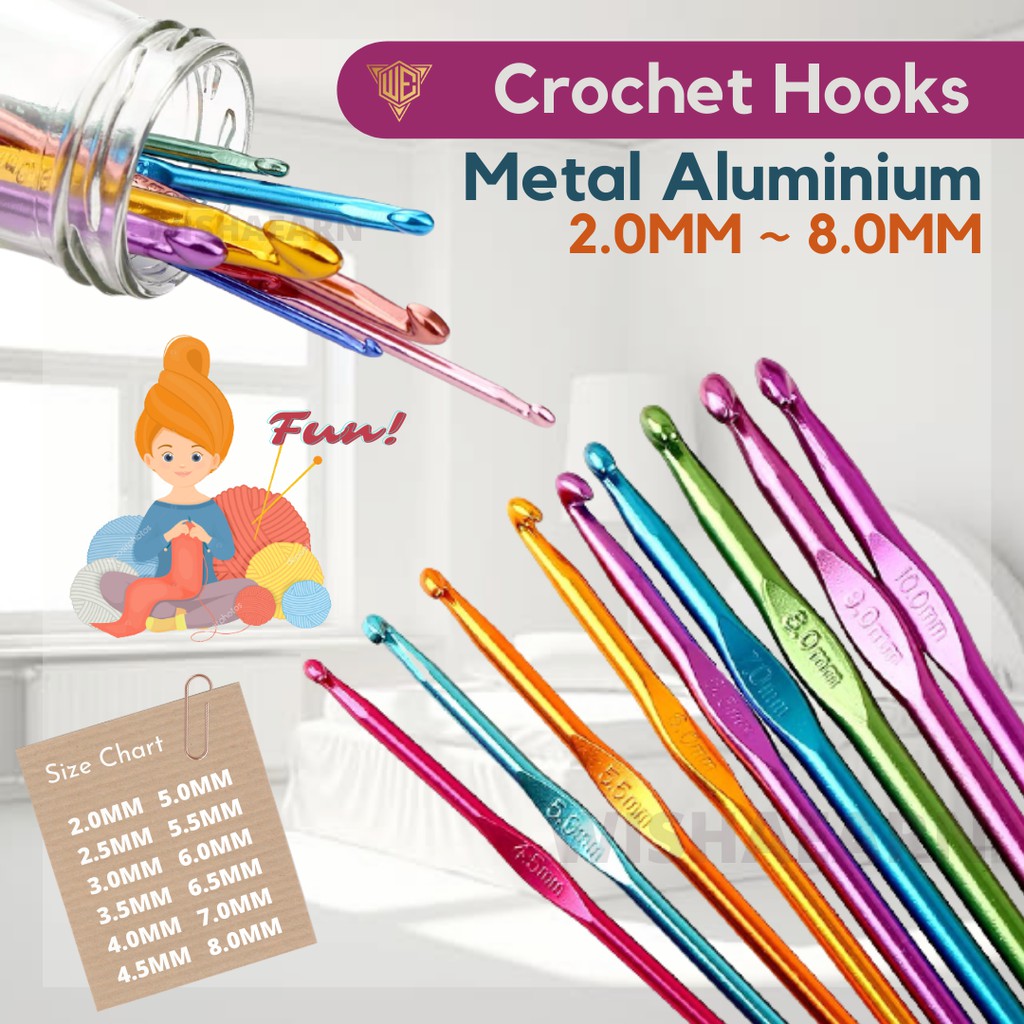 [READY STOCK] Crochet Hooks Needles Knitted Craft Kit Knitting tool sweater metal Aluminium Crochet Hooks