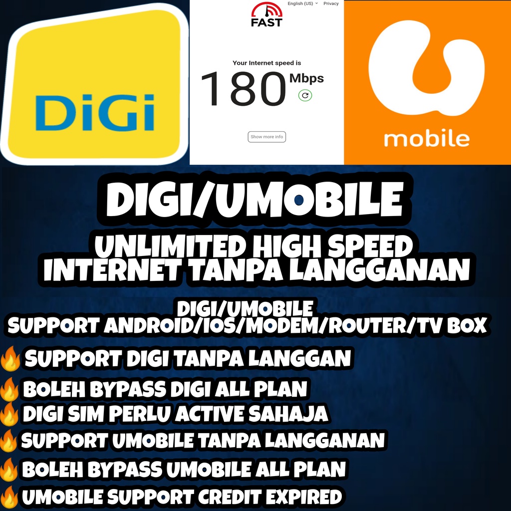 Digi Umobile Unlimited High Speed Internet Tanpa Langganan Shopee Malaysia