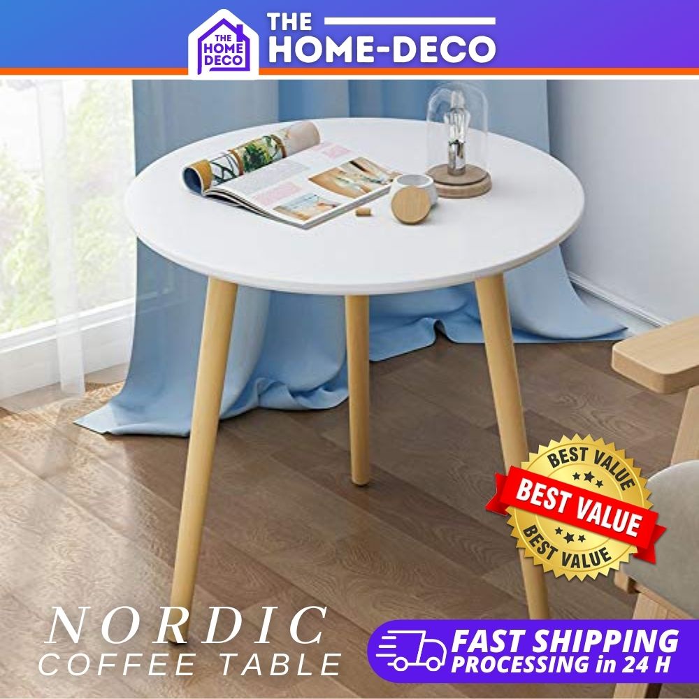 Round Table Shape Coffee Tea Simple Mini Living Room Small Wood Table