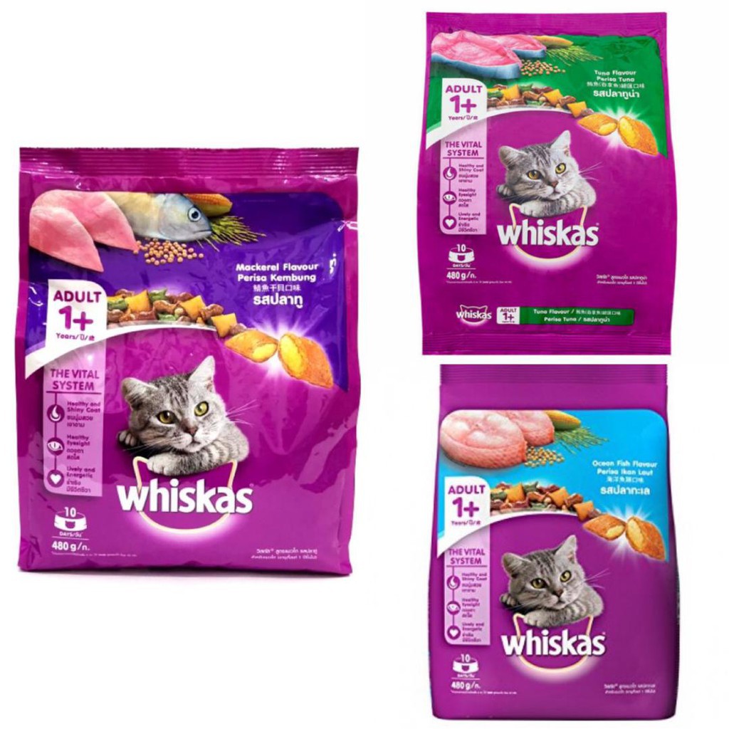 Whiskas Dry Cat Food- 2 Flavors (480g) | Shopee Malaysia