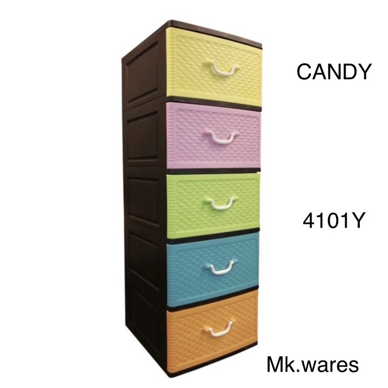 Plastic Drawer 5Tier_Fully Sealed Side_Almari Baju 5 Tingkat