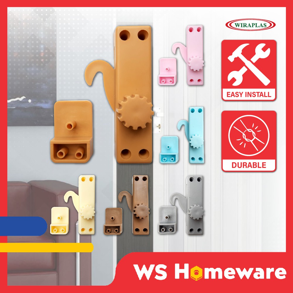WS WIRAPLAS Plastic Folding Door Lock for PVC Sliding Washroom Toilet