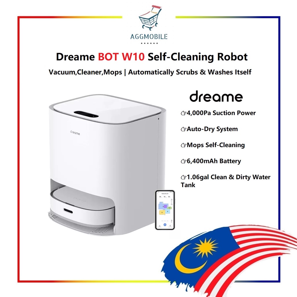 Dreame Bot W10 Self-Cleaning Robot Vacuum and Mop [Mops Self-Cleaning | Auto-Dry System | 4,000Pa Suction