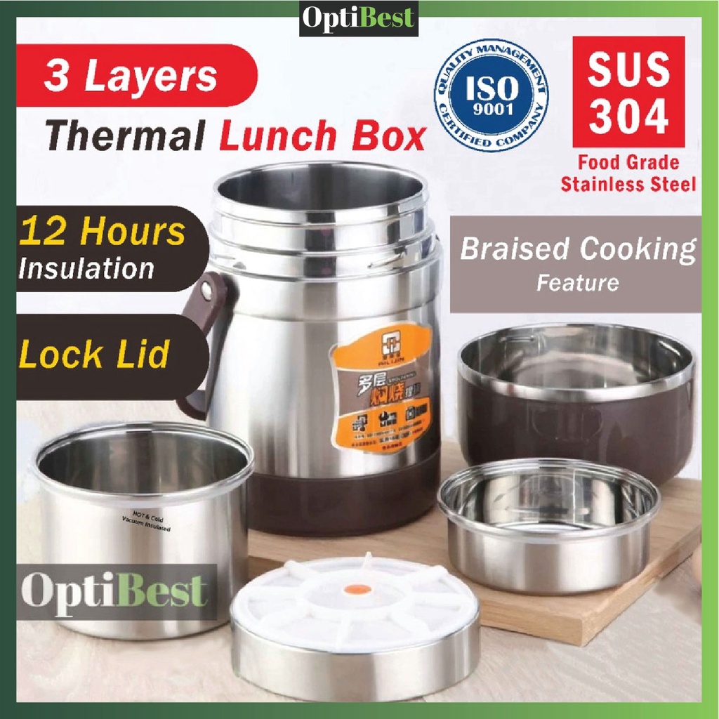 OPTIBEST Lunch Box Leak Proof 304 Stainless Steel Bento Lunch Box