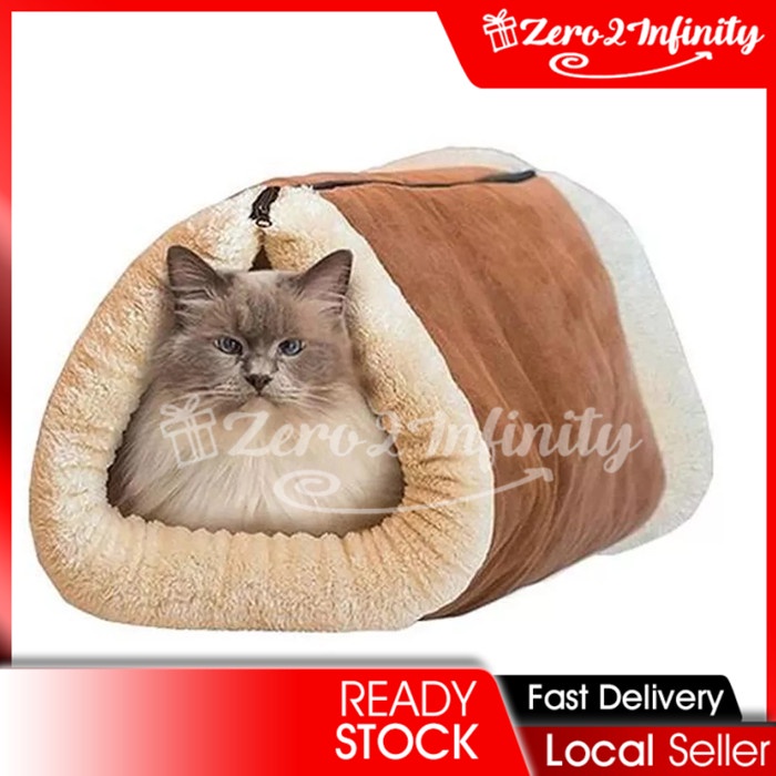 【Z2I】Pet sleeping tunnel warm mat with zipper for cat accessories