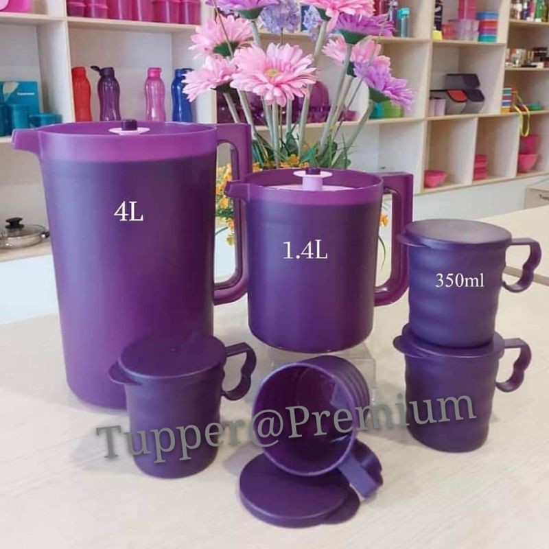 💝READY STOCK💝 Tupperware purple royale pitcher set 4.2L/2L/Mug&Seal 350ml