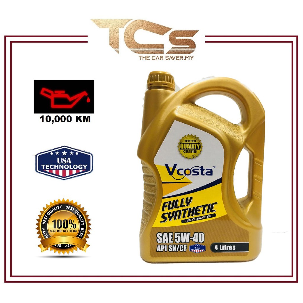 VCOSTA Fully Synthetic Engine Oil SN/CF 5W40 - 4Liters (USA TECHNOLOGY)
