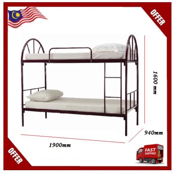 Heavy Duty Double Decker Single Size Bed Frame / Katil Besi 2 Tingkat