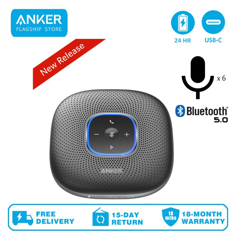 Anker A3301 Powerconf Bluetooth Speakerphone With 6 Microphones Enhanced Voice Pickup 24h Call Time Bluetooth 5 Shopee Malaysia