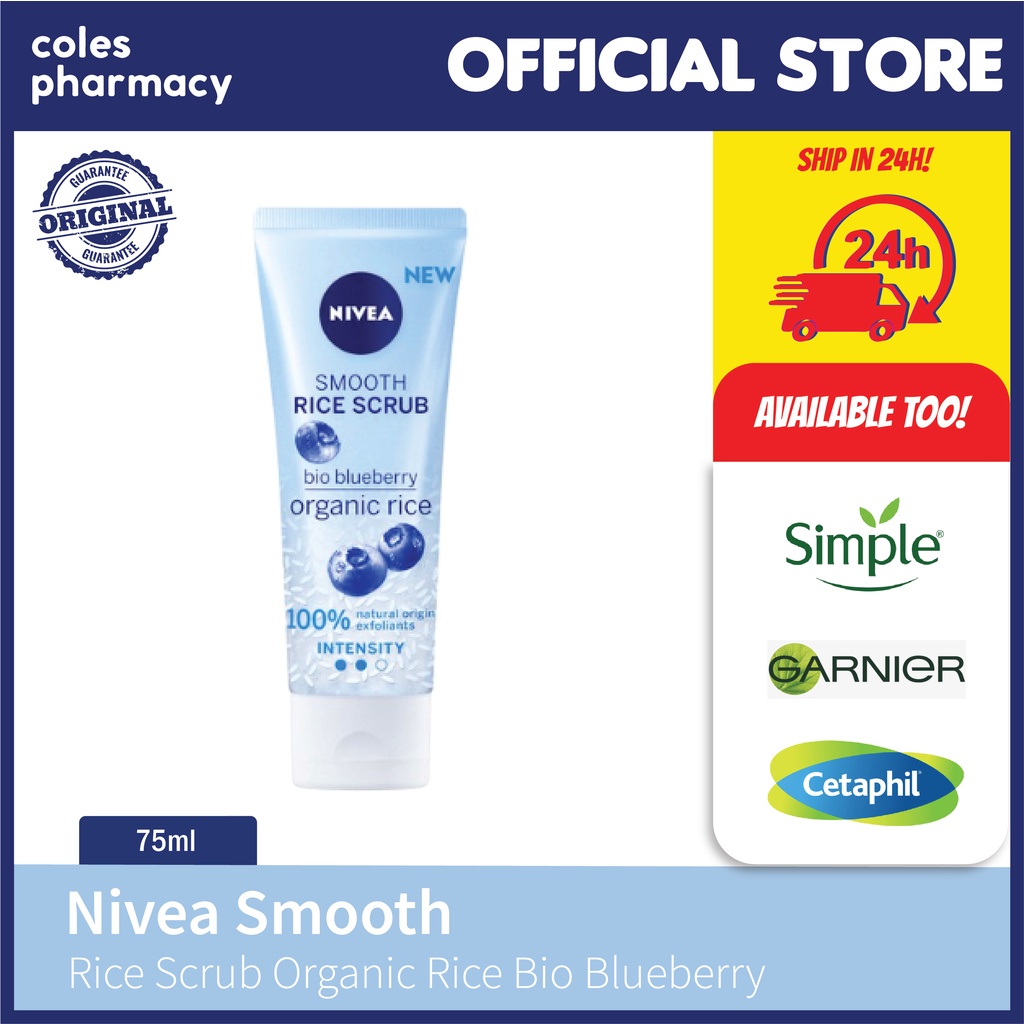 NIVEA Smooth Rice Scrub Organic Rice Bio Blueberry 75ml Shopee Malaysia