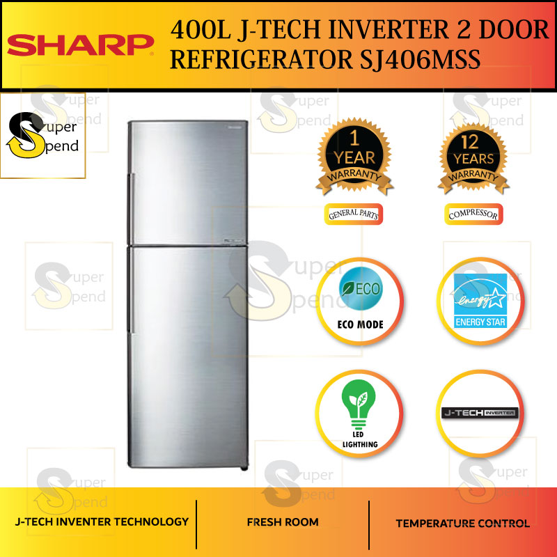 Sharp j-tech inverter 2 door refrigerator sj-406mss sj406mss | BeeCost