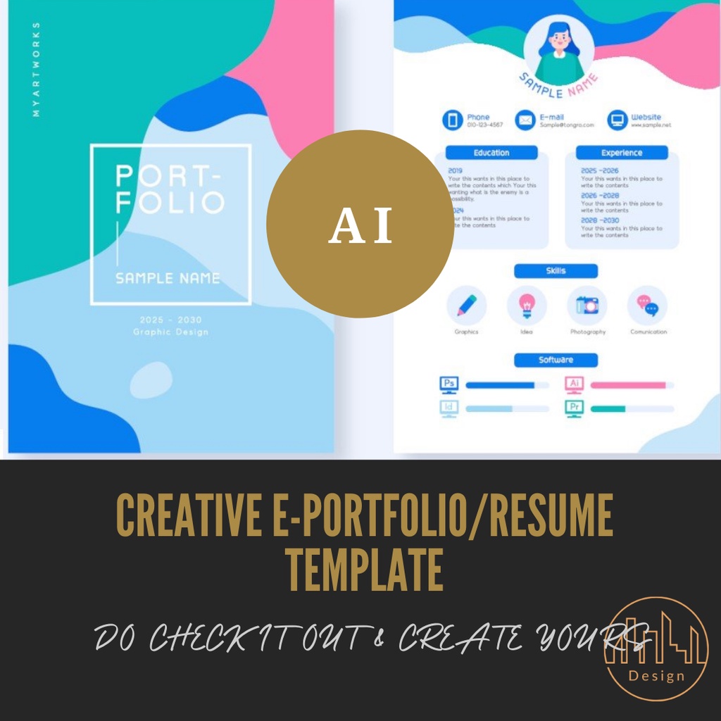 Creative Resume Eportfolio template Graphic Design Template with