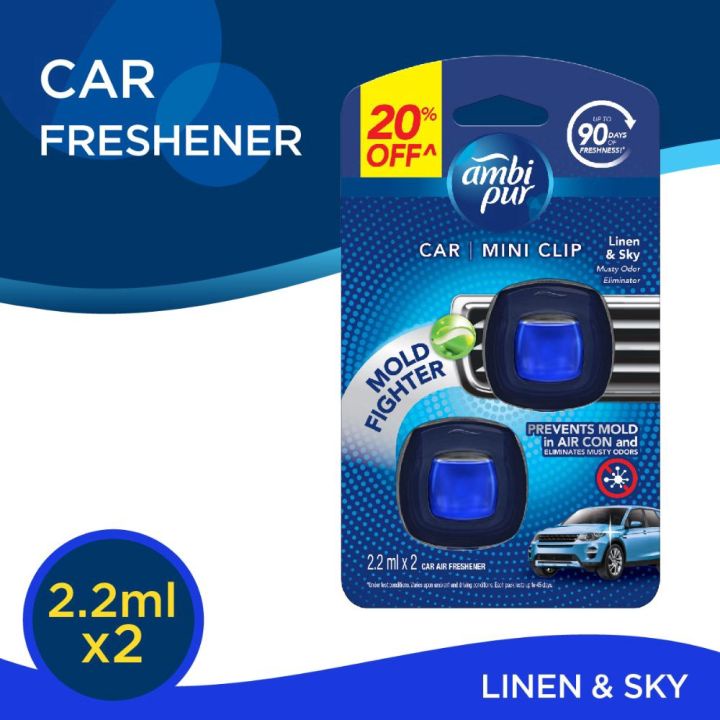 Ambi Pur Car Air Freshener Mini Clip Fresh & Minty After Tobacco (2.2ml