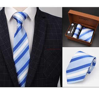 (5 Pieces Set) MILANDO Men Tie Polyester Silk Bow Neck Tie Men Gift Set FREE Gift Box Tali Leher Lelaki (Type 3)