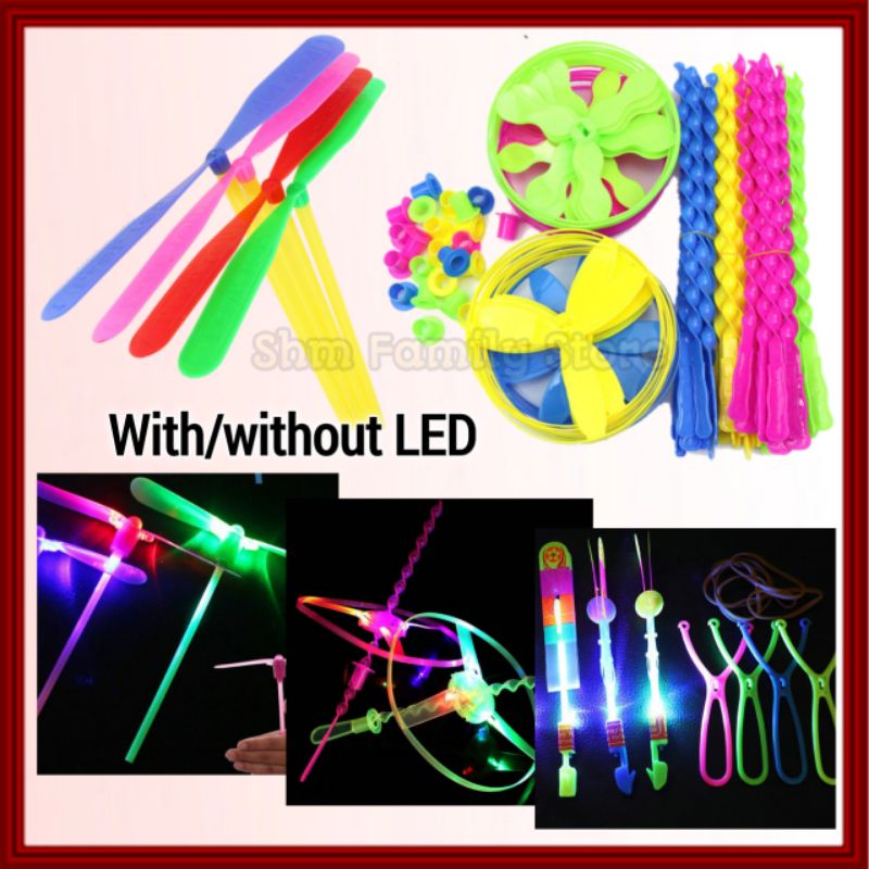 Classic Nostalgia LED Toy Hand Rub Dragonfly Flying Stick Helicopter