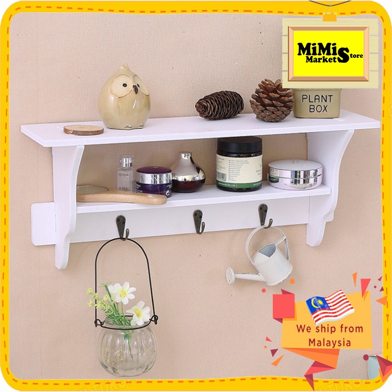 Rak dinding minimalis Wall Mounted Decorative Creative Vintage Minimalist Shelf Hook Rak Hiasan 5568