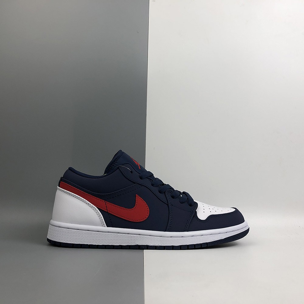navy blue and red jordan 1