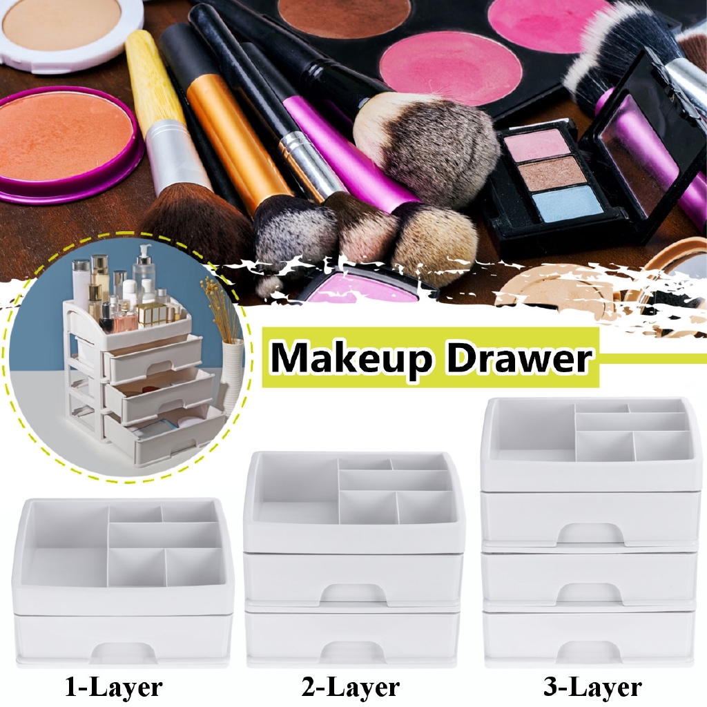 1 2 3 Layers Plastic Cosmetic Makeup Drawer Organizer Desktop