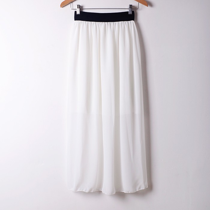 white high waisted maxi skirt