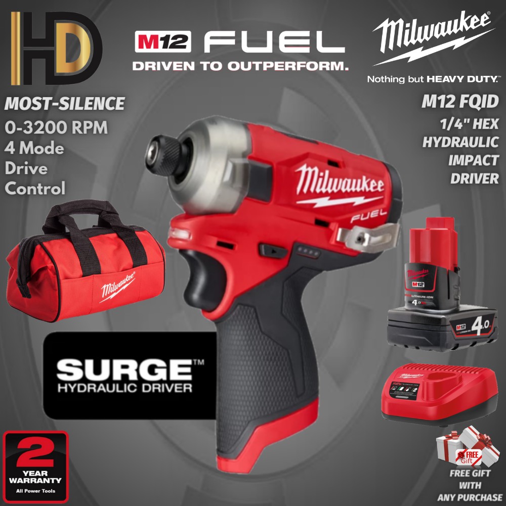 Milwaukee M12 FQID Fuel 1/4" Hex Surge Impact Driver / Brushless Motor