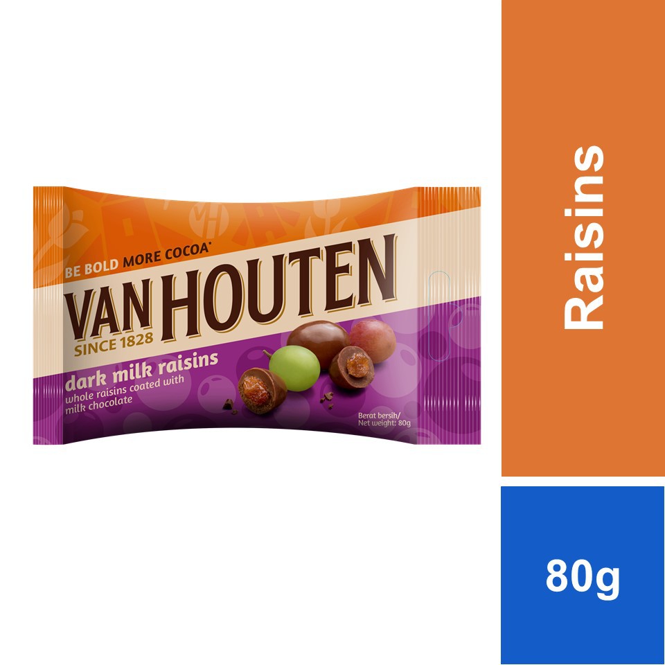 Van Houten Dark Milk Chocolate Raisins Dragees 80g Shopee Malaysia 1277