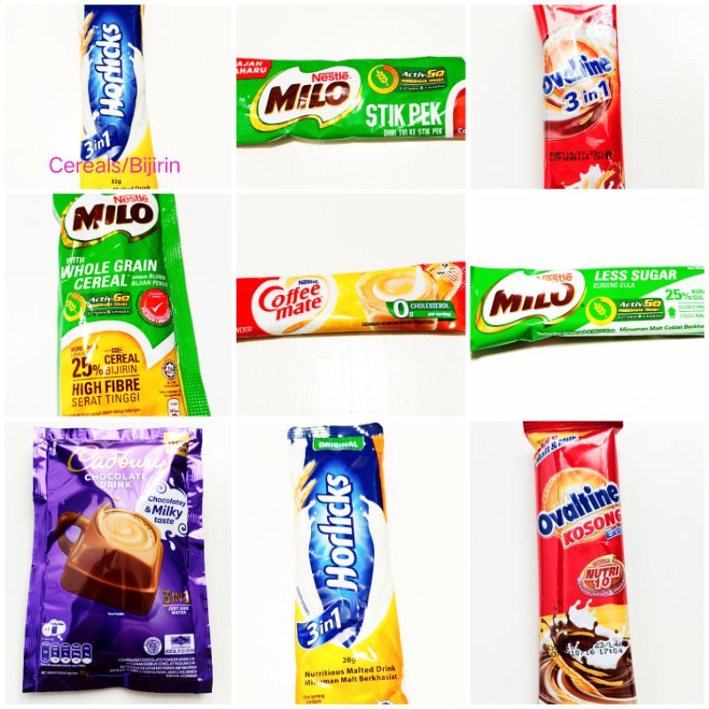 Milo Cadbury Ovaltine Horlicks Vico Coffee Mate Cereal Drink Less Sweet Kosong Snickers Fun Size