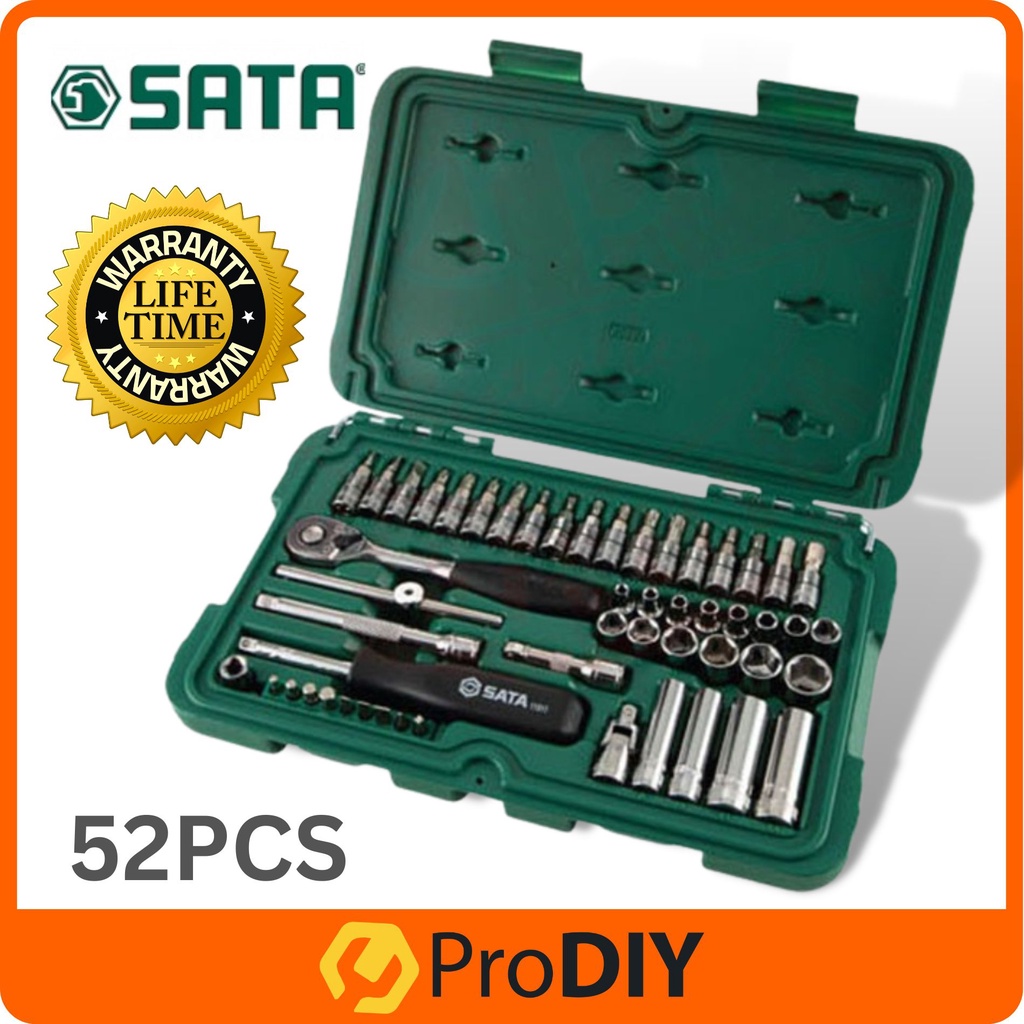SATA 09002 52PCS. 1/4" Tools Drive 6 PT Metric Socket Tool Box Set ...