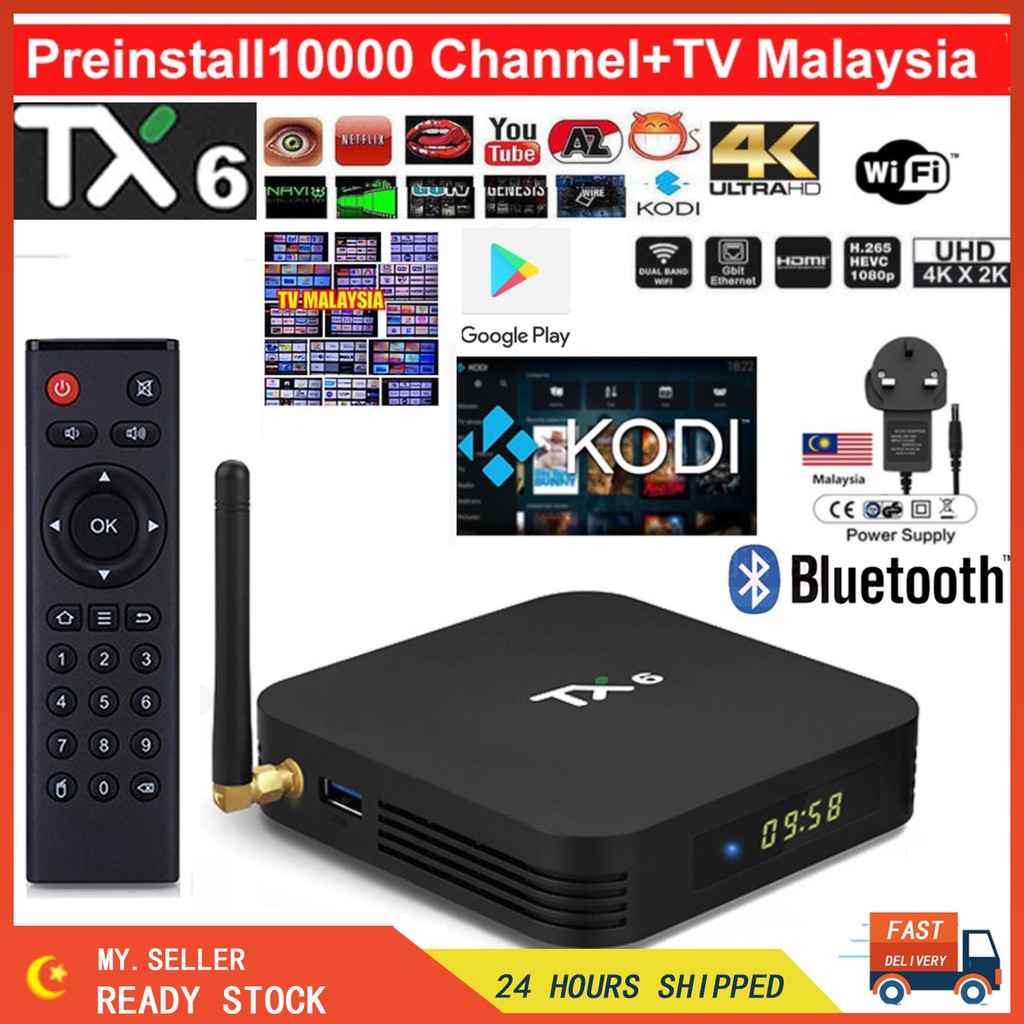 Preinstall Channel Tv Malaysia Tx6 Smart Tv Box Malaysia Tv Box Bluetooth Tvbox Players Hdmi 4 64g 2 4g 5g Wi Fi Shopee Malaysia