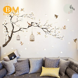 Ready Stock Big Size Tree Wall Stickers Birds Flower Home Decor Wallpapers