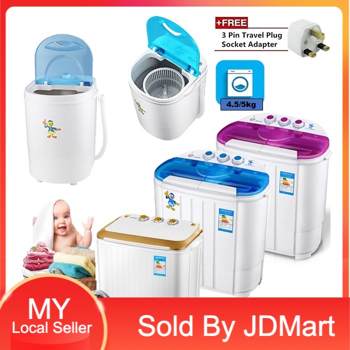 JDMart365 Semi Auto Portable Mini Washing 5KG Machine Washer Mesin Basuh Kecil Wash and Spin Dry