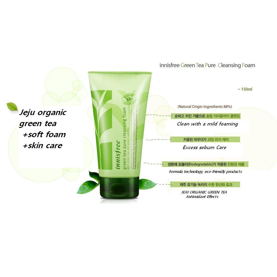 innisfree green tea pure cleansing foam