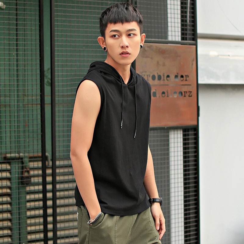 men's sleeveless hooded t shirt