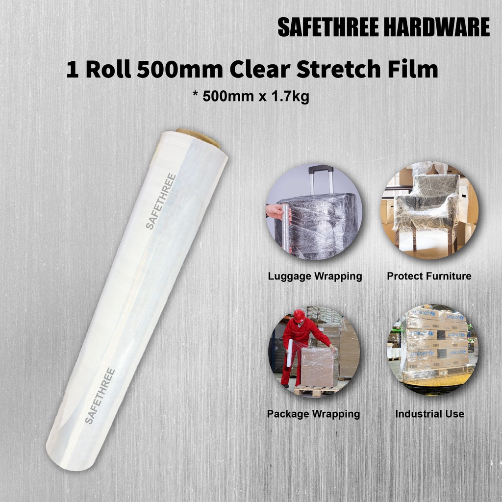 500mm x 1.7kg Clear Stretch Film/ Wrapping Firm/ Plastic Pallet Wrap