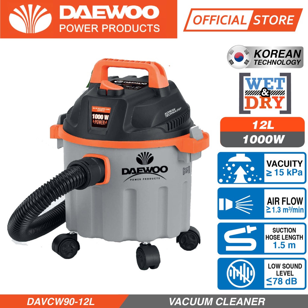 DAEWOO 12LITRE WET & DRY VACUUM WITH BLOWER FUNCTION 1000/1200W KOREA