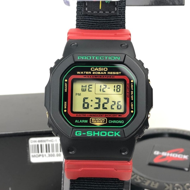 Casio G Shock Red And Green Christmas Color Cloth Strap Dw 5600thc Shopee Malaysia