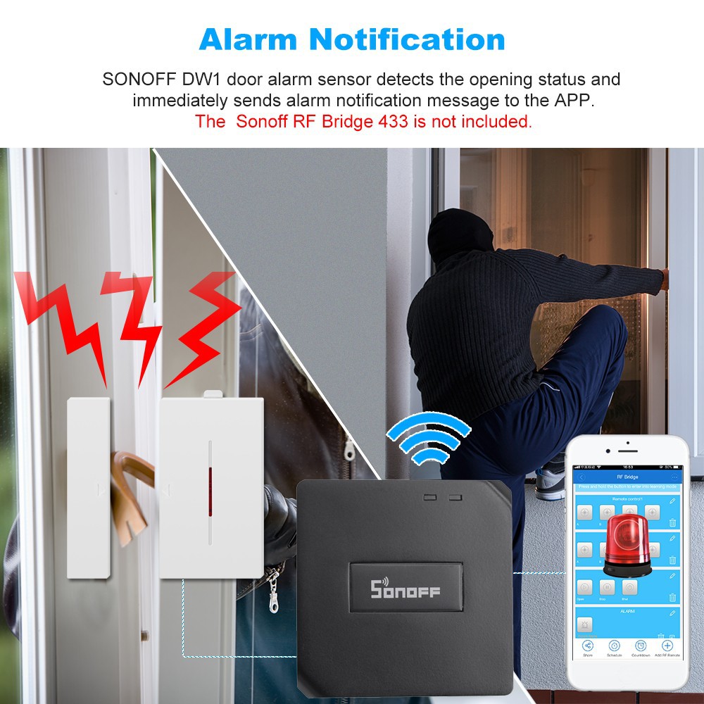 Sonoff Dw1 Sensor 433mhz Door Window Alarm Sensor Wireless Remote Control