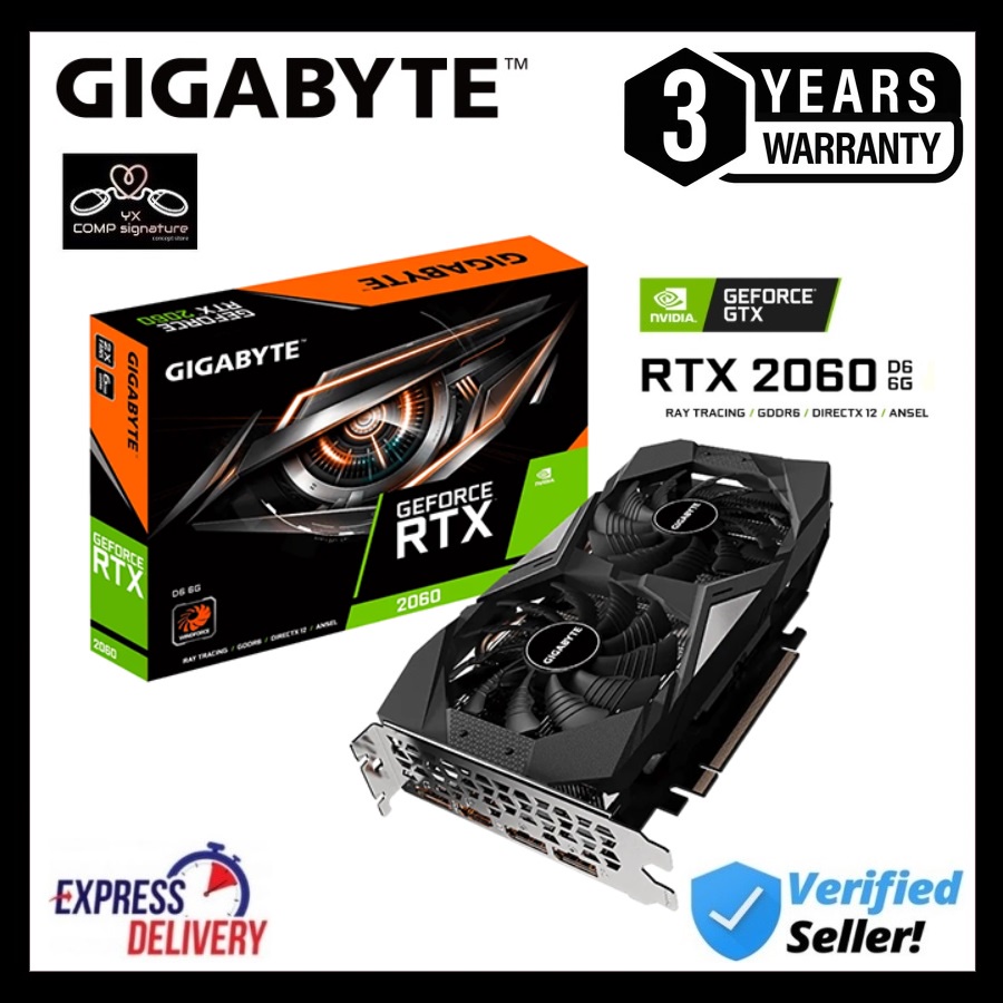 GIGABYTE RTX2060 6GB DDR6 192BIT VGA CARD (GV-N2060D6-6GD) | Shopee ...