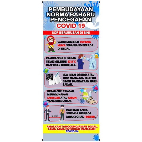 BUNTING SOP QR CODE PENCEGAHAN COVID 19 DI PREMIS ATAU KEDAI 