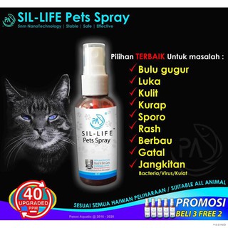 PA Sil-Life Pets Spray (60ml) Merawat Kurap kucing nano silver 5nm 