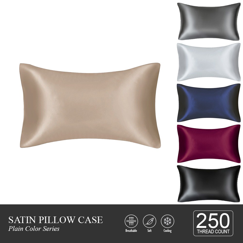 Matte Satin Silk Pillow Case Cotton Quality Cool Soft Silk Pillowcase Sarung Bantal Satin Murah