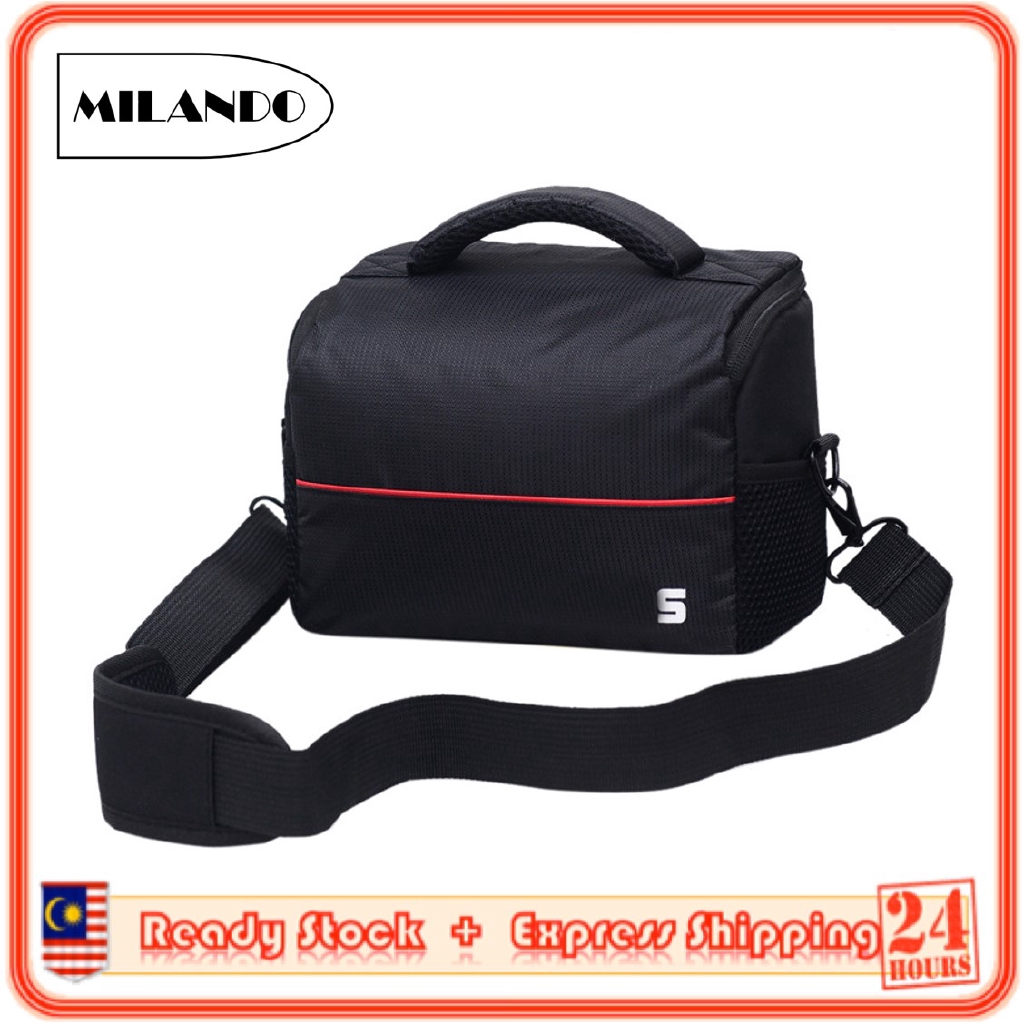 MILANDO Camera Bag Canon Nikon Shoulder Bag DSLR Camera Beg Kamera Camera Pouch with 2 divider (Type 3)