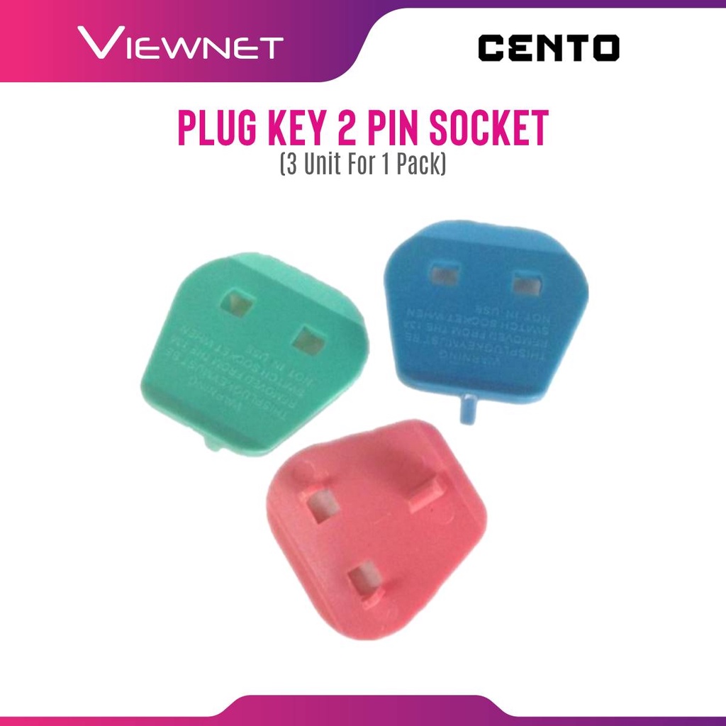 Cento MultiColour Plastic Safety Plug Key 2 Pin Converter (3pcs