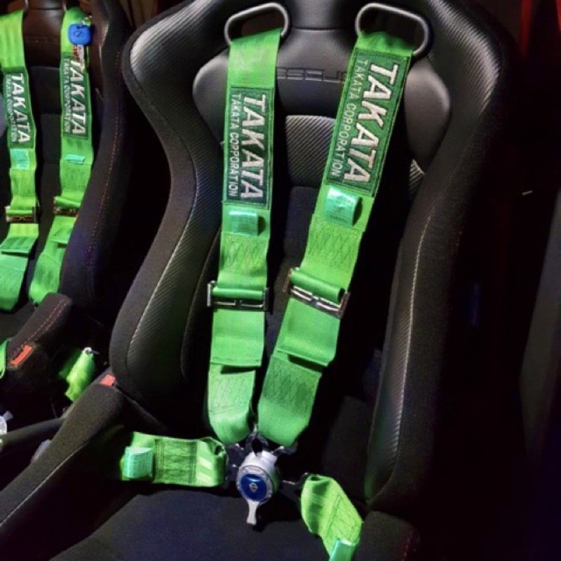 Takata Belt 3' inch 4 Point Racing Harness Green / Seat Belt Quick