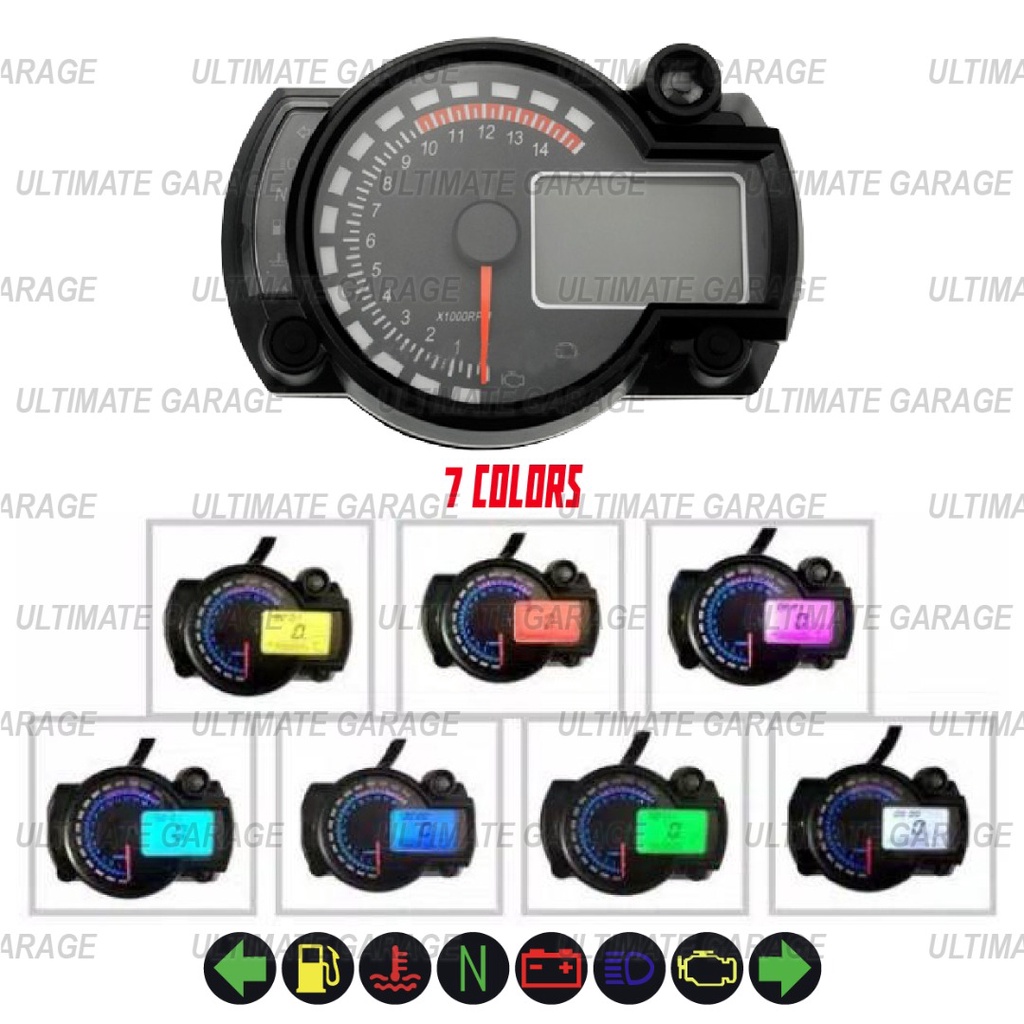 WonVon 15000rpm Motorcycle Universal Colorful LCD Digital Speedometer Tachometer Odometer Speed Gauge Sensor 