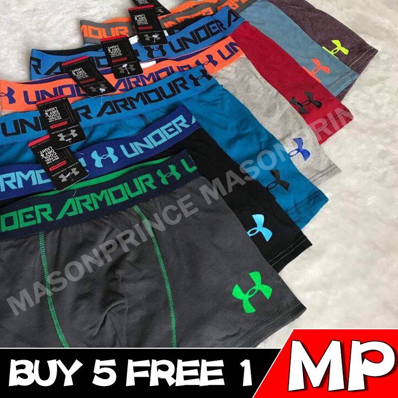 MP BUY 5 FREE 1⭐UA Underwear Men Boxer Men Brief 100% Cotton Men's Pants Plus Size M-3XL MPUA001